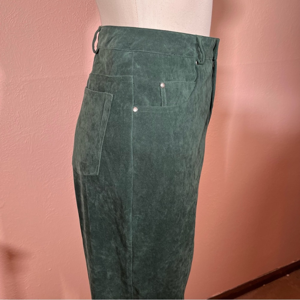 Vintage 1990 Bushwhacker Faux Suede Forest Green High Waisted pants size 8